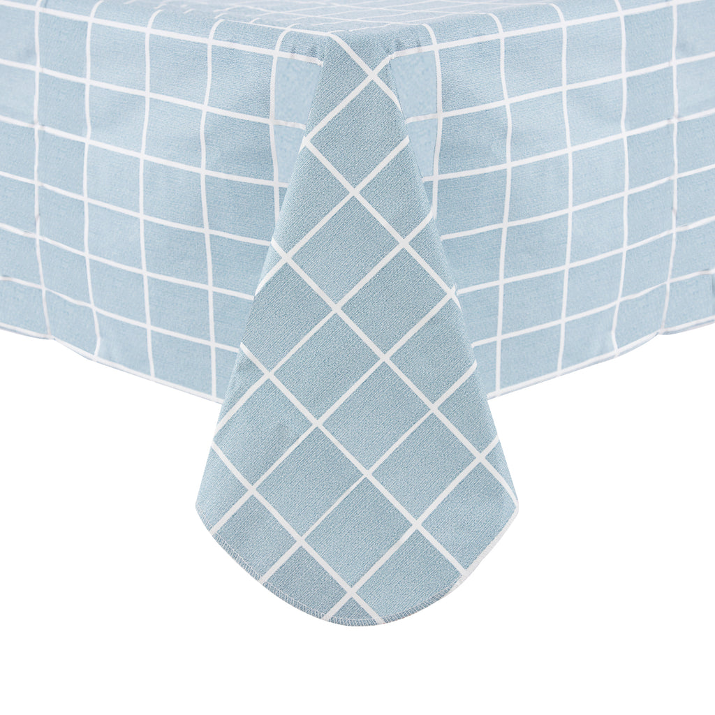 RAY STAR Vinyl Blue Checker Tablecloth With Flannel Backing Round and Rectangle