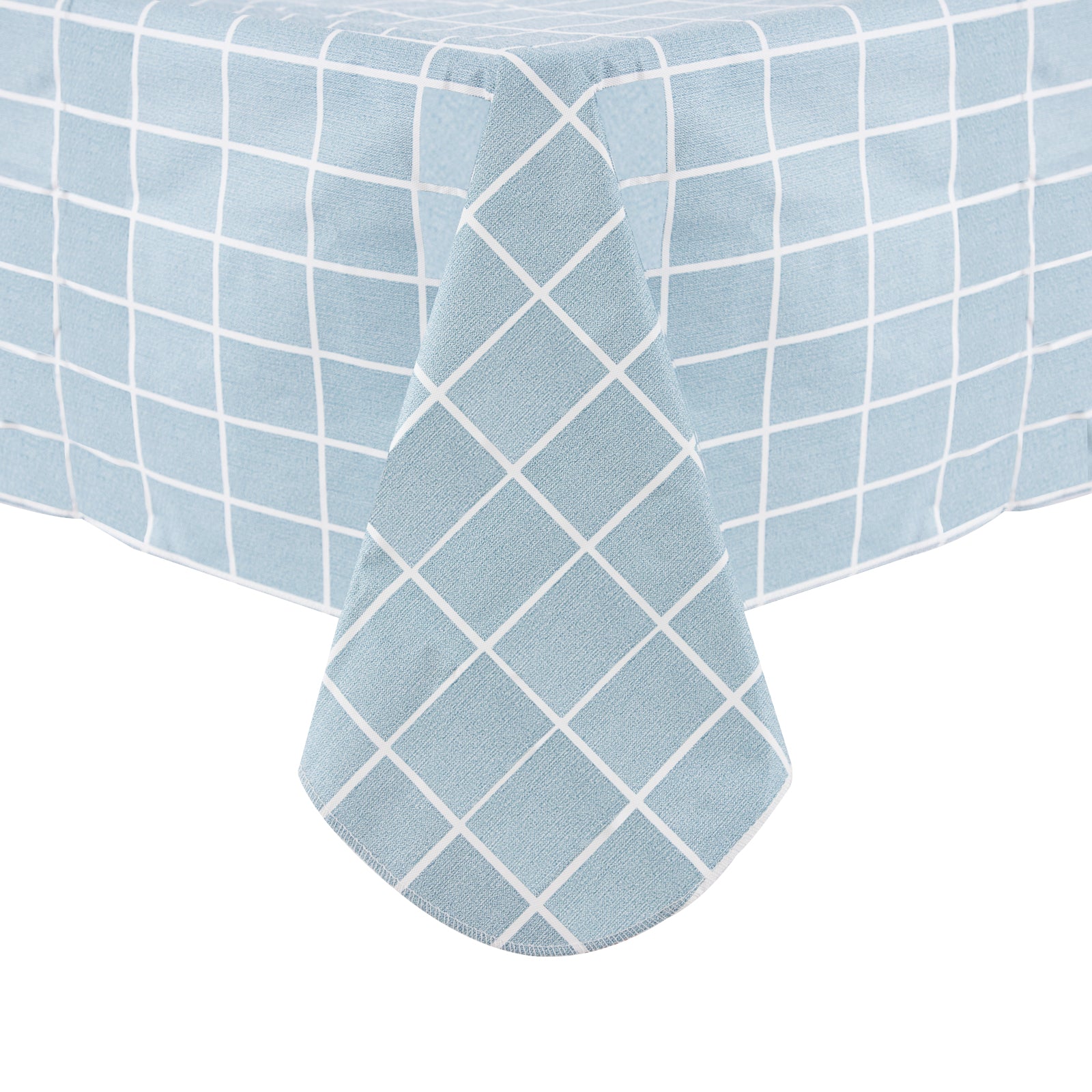 RAY STAR Vinyl Blue Checker Tablecloth With Flannel Backing Round and Rectangle