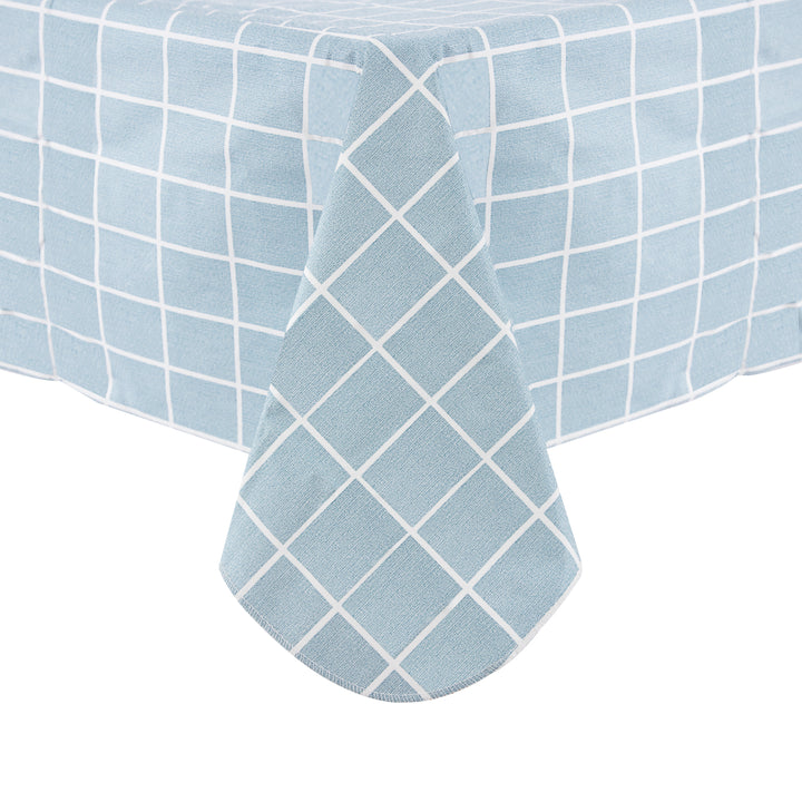 RAY STAR Vinyl Blue Checker Tablecloth With Flannel Backing Round and Rectangle