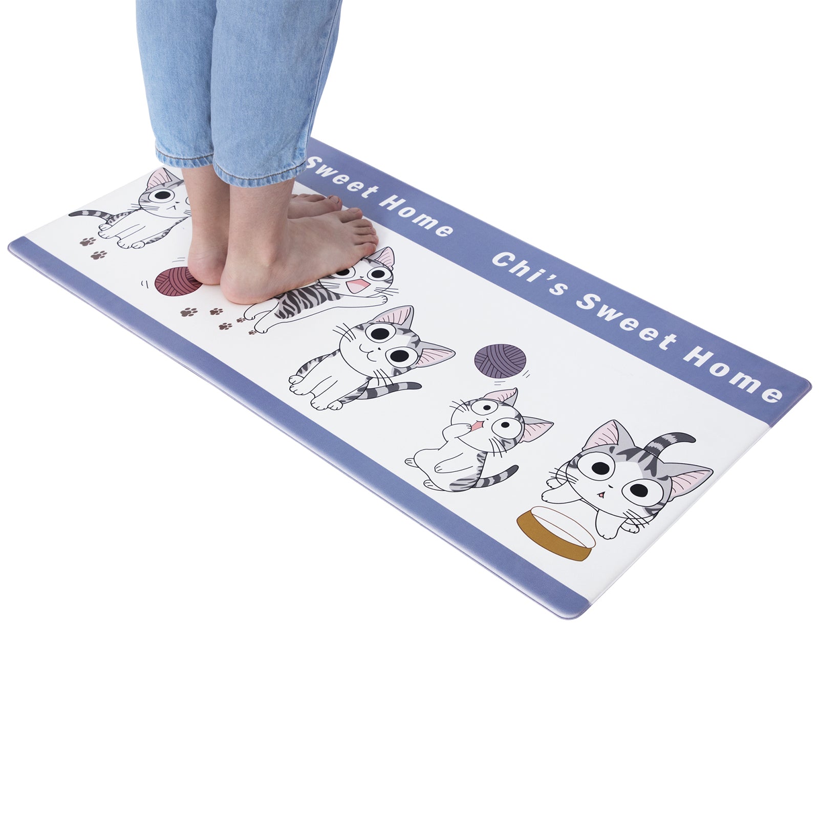 Vinyl Foam Kitchen Mat with Cheese Cat Design