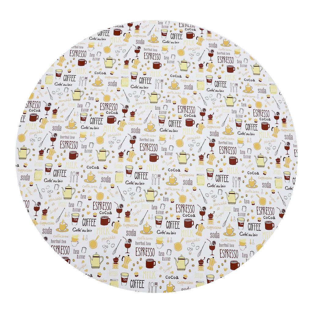 RAY STAR Coffee-Themed Teapot Design Vinyl Tablecloth With Flannel Backing Round and Rectangle