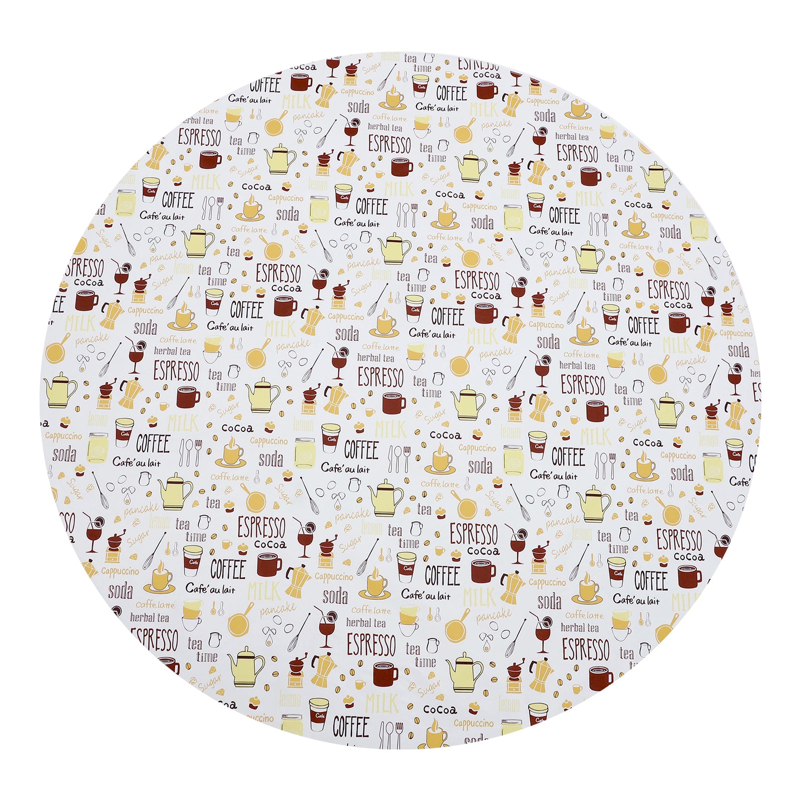 RAY STAR Coffee-Themed Teapot Design Vinyl Tablecloth With Flannel Backing Round and Rectangle
