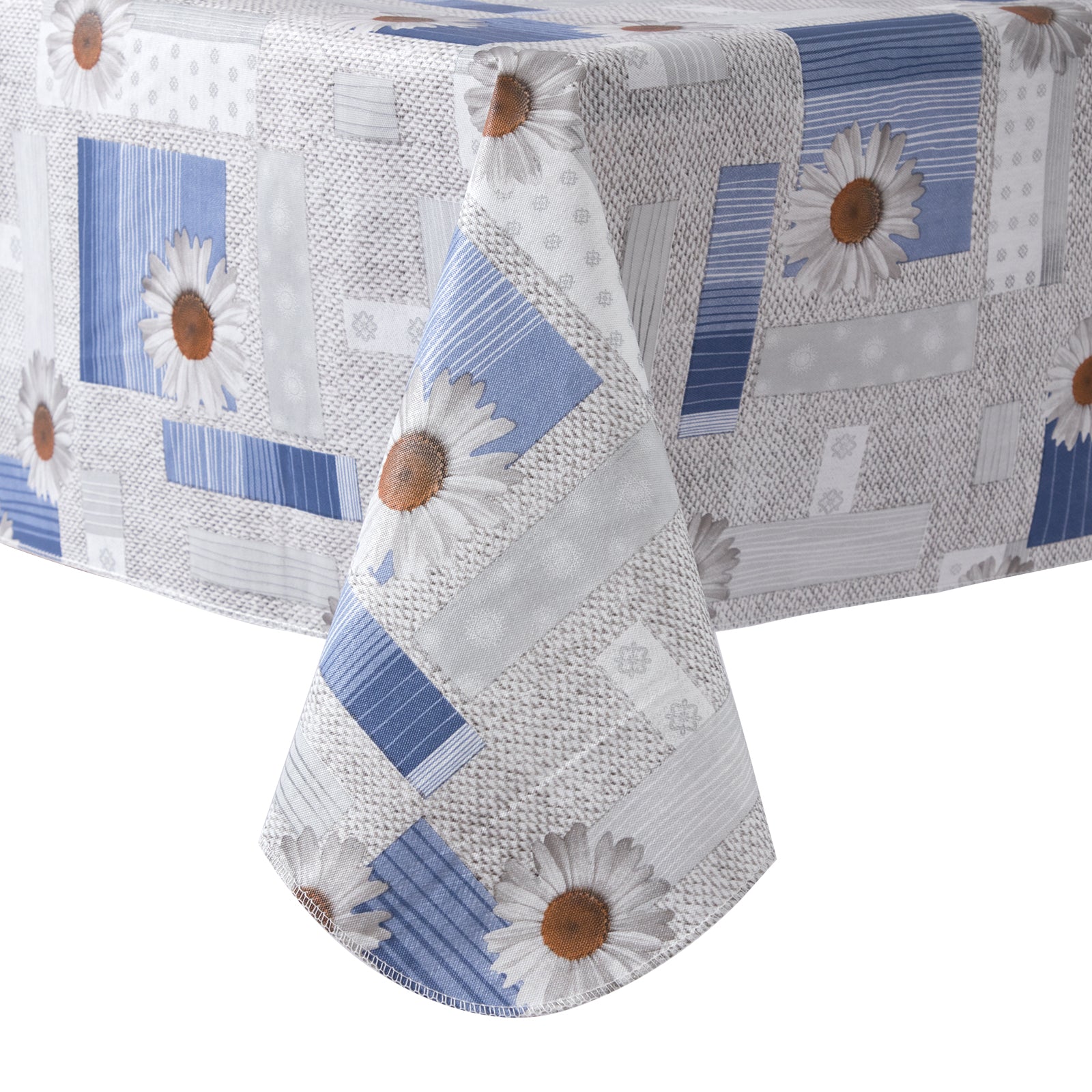 RAY STAR White Lily Design Vinyl Tablecloth With Flannel Backing Round and Rectangle