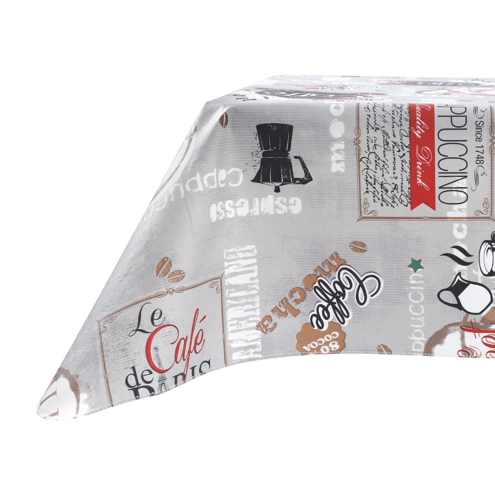 RAY STAR Coffee Store Design Vinyl Tablecloth With Flannel Backing Round and Rectangle
