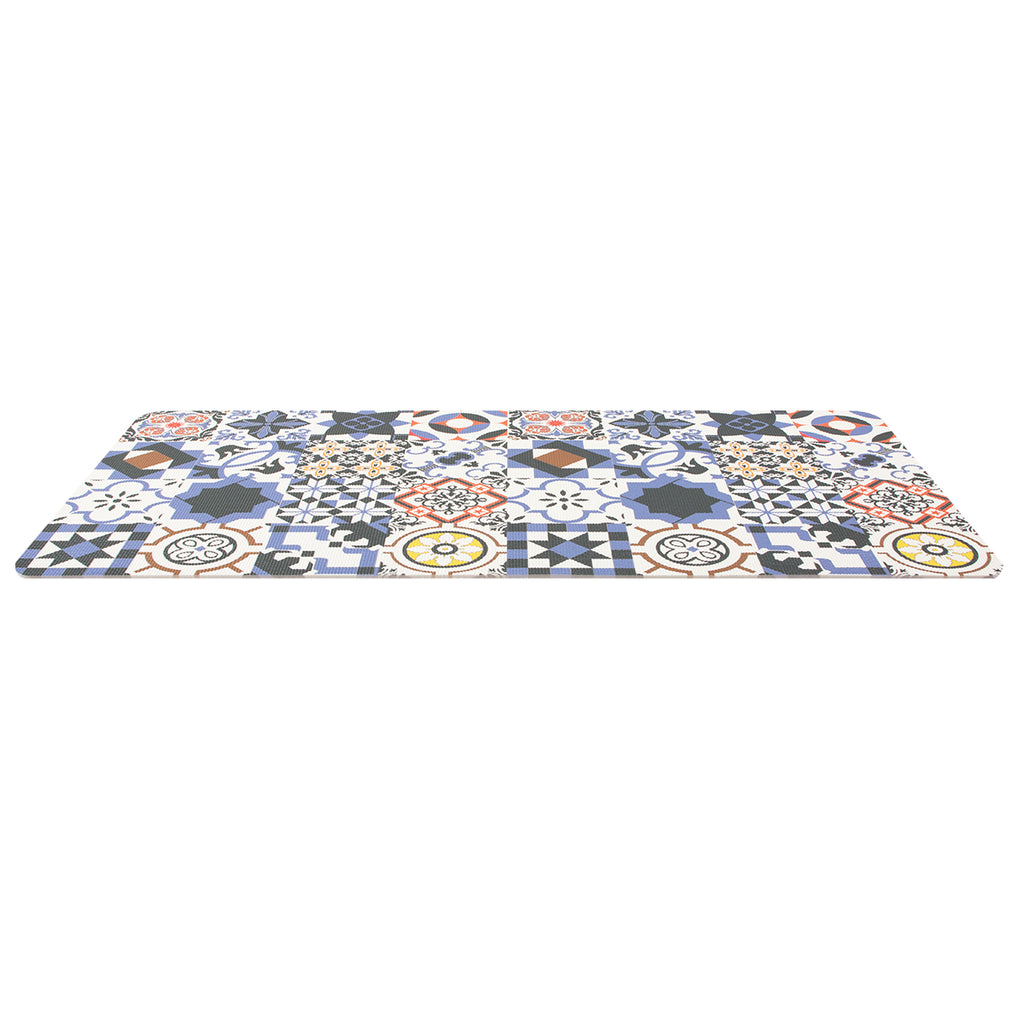 RAY STAR Blue Mosaic Non-slip Vinyl Rugs High Density Cushion Extra Comfort