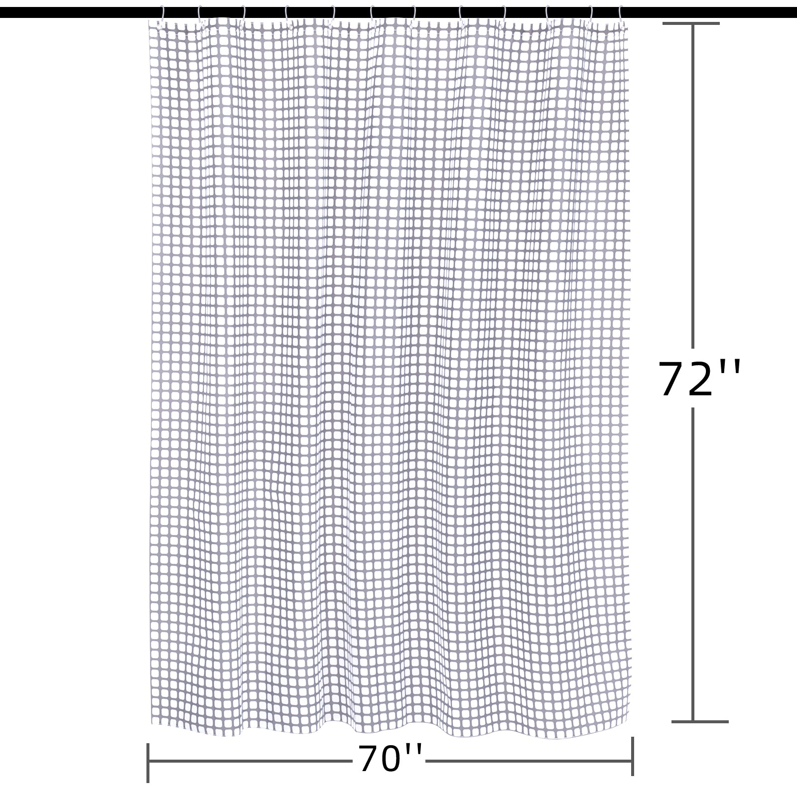 RAY STAR 70''X72'' PEVA Shower Curtain Liner 12 Hooks Heavy Duty Odorless Eco-Friendly Grey White Box Design
