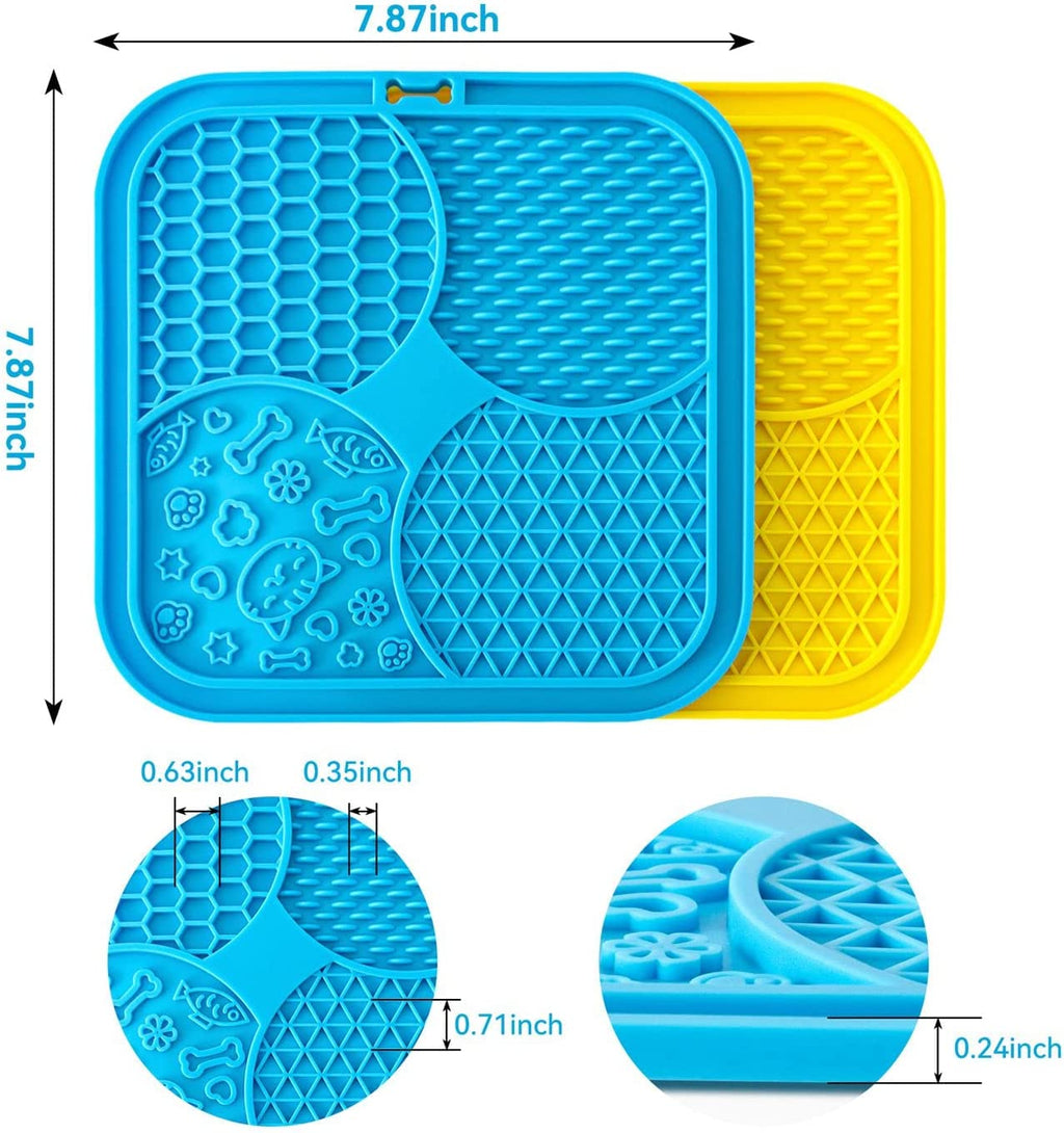 Pet Lick Mat for Dogs with Large Anti-Slip Suction Cups, 2 Pieces Anxiety Relief Lick Pads for Dogs, Food Grade Silicone Slow Feeder,Easy to Clean Dog Licking Mat (Blue and Green)