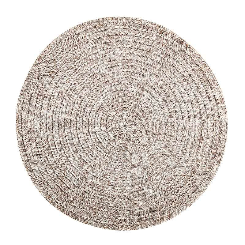 RAY STAR Set of 4 Round Braided Placemat Brown