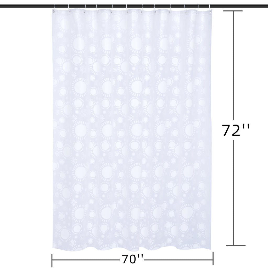 RAY STAR 70''X72'' PEVA Shower Curtain Liner 12 Hooks Heavy Duty Odorless Eco-Friendly White Flower