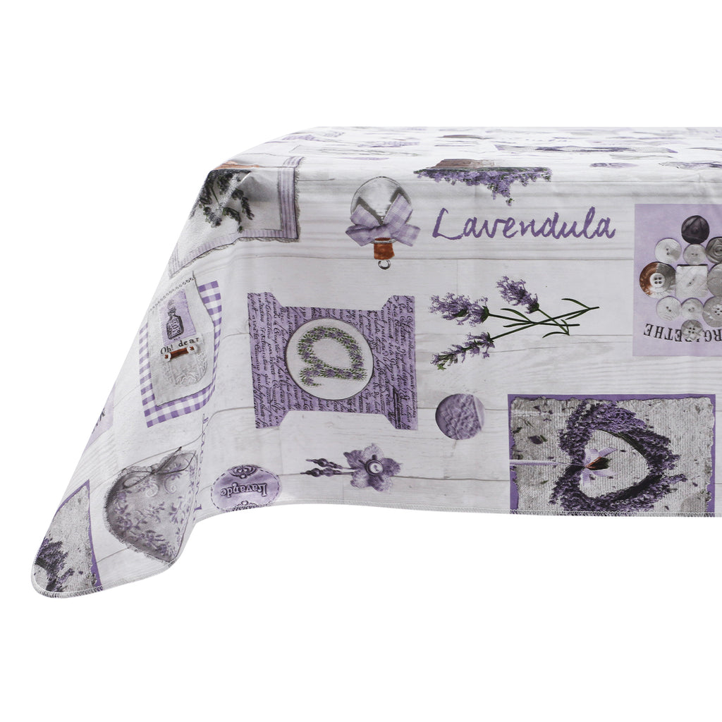 RAY STAR Lavender Floral Valentine Design Vinyl Tablecloth With Flannel Backing Round and Rectangle
