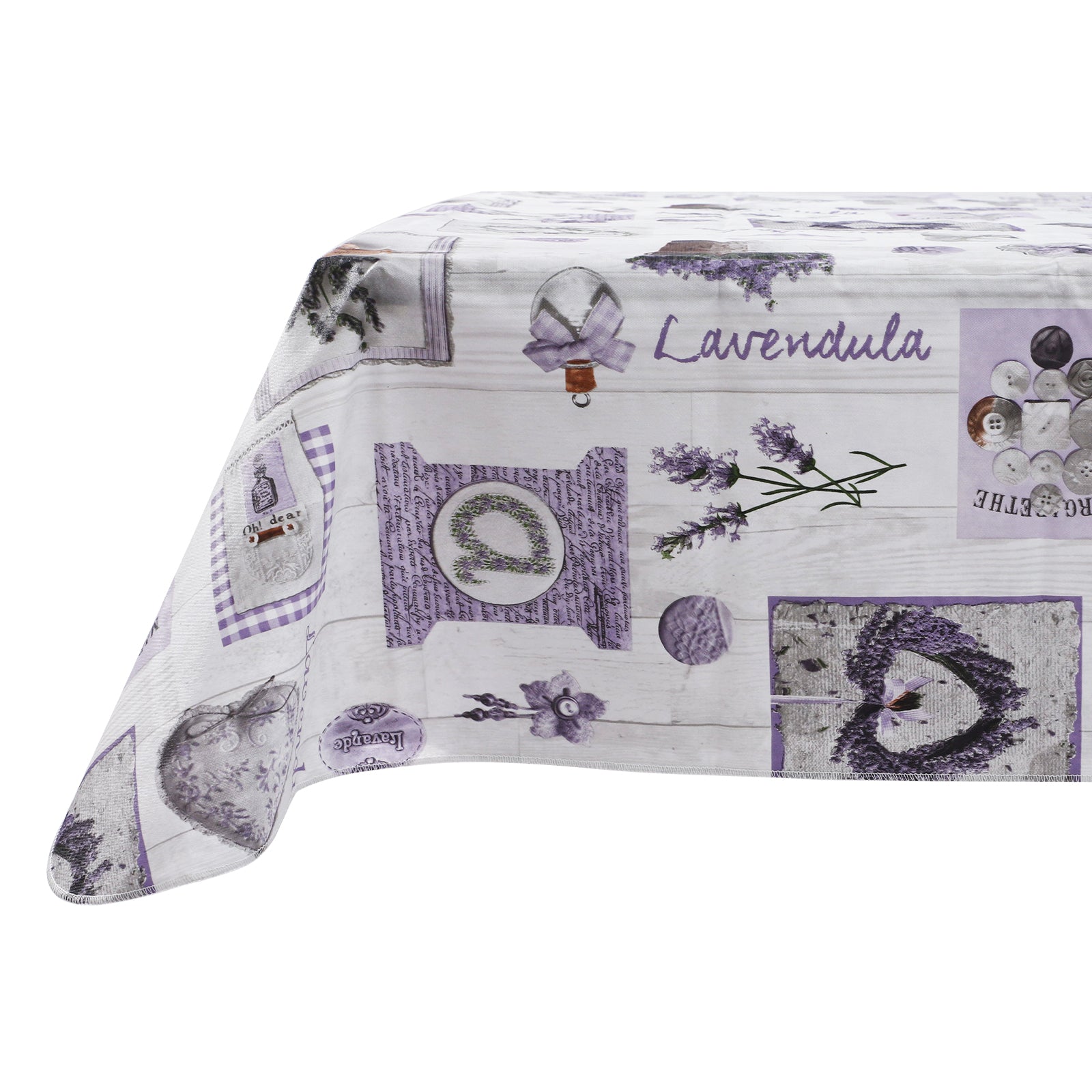 RAY STAR Lavender Floral Valentine Design Vinyl Tablecloth With Flannel Backing Round and Rectangle