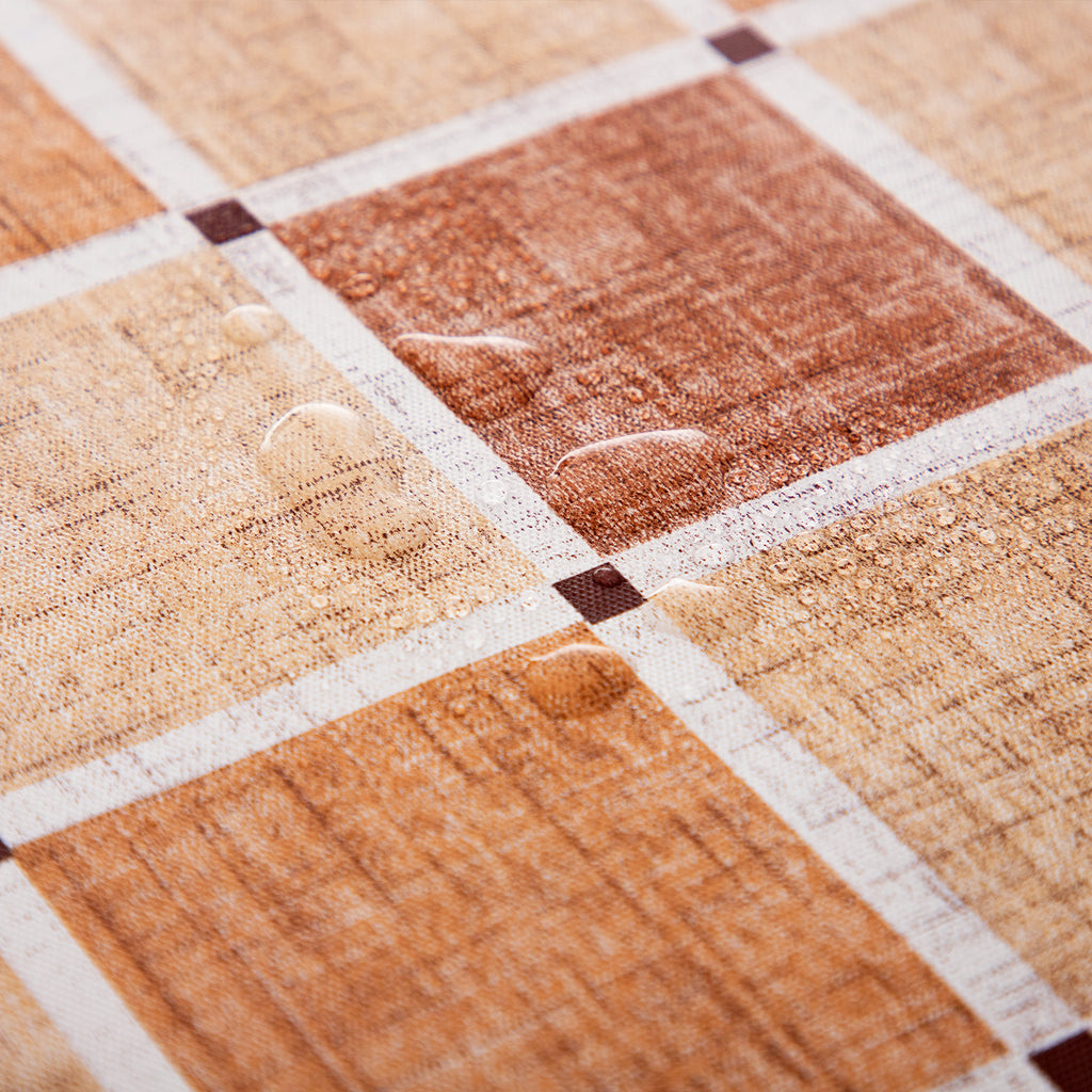 RAY STAR Orange Checkered Design Vinyl Tablecloth With Flannel Backing Round and Rectangle