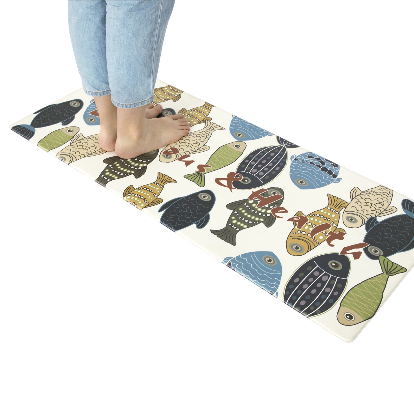Vinyl Foam Kitchen Mat with Ocean Fish Design