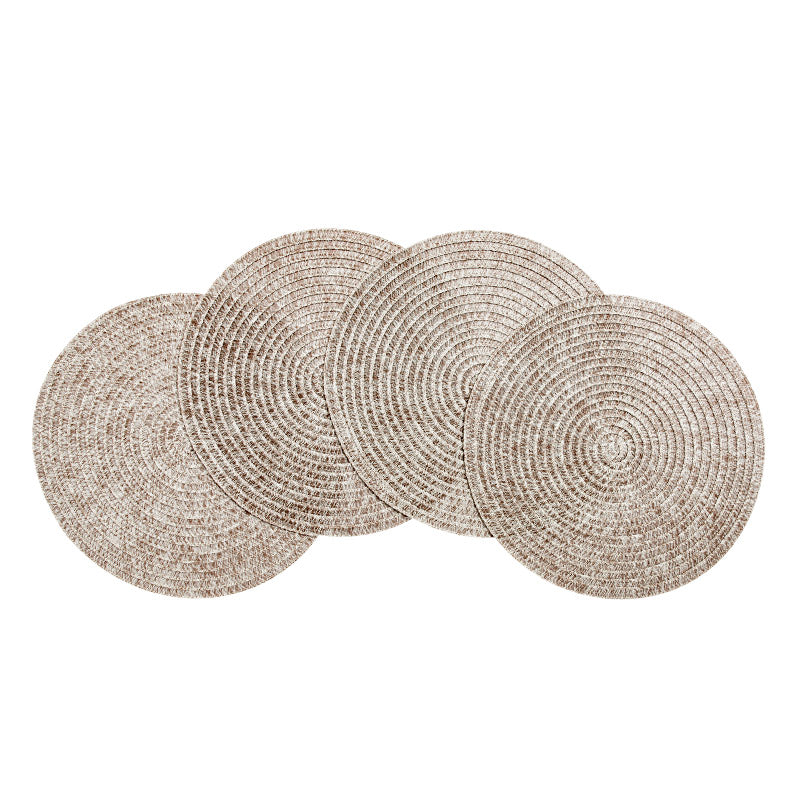 RAY STAR Set of 4 Round Braided Placemat Brown