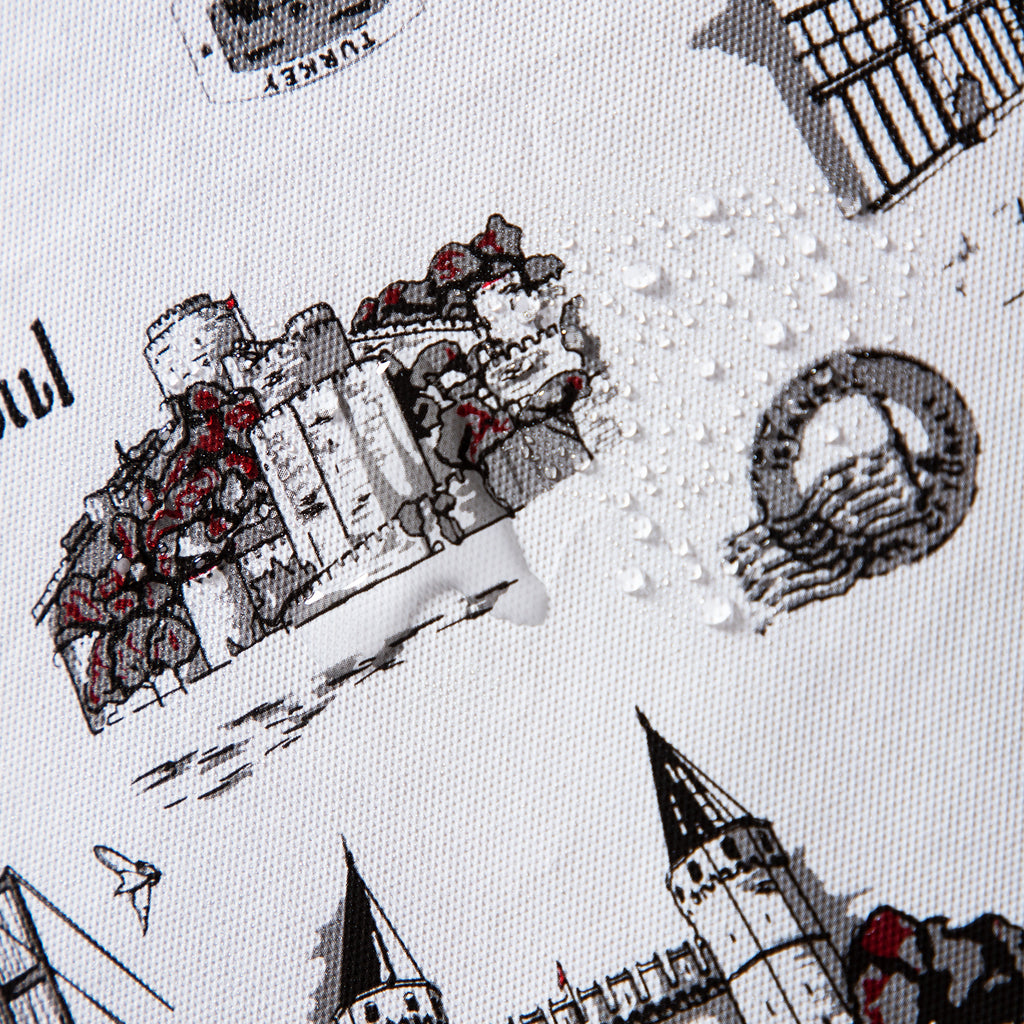 RAY STAR Vintage Castle Design Vinyl Tablecloth With Flannel Backing Round and Rectangle