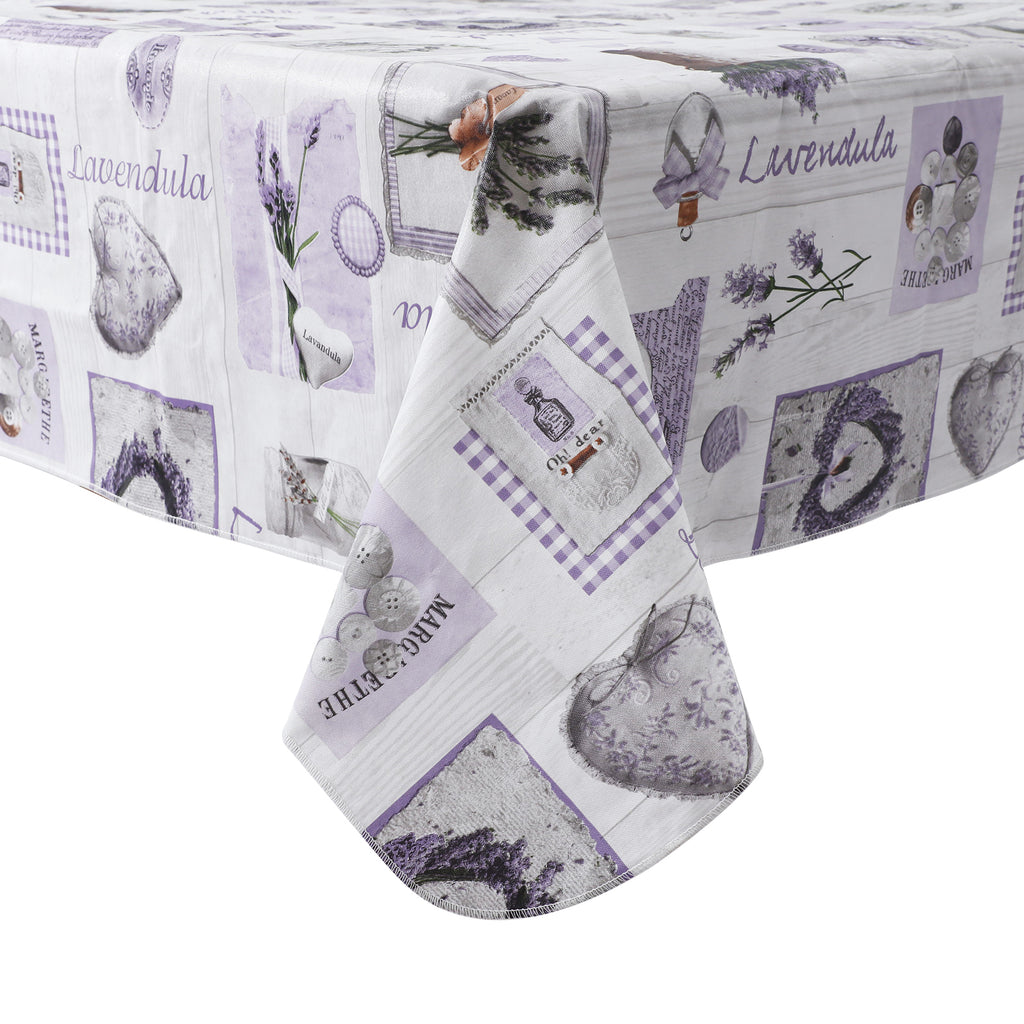 RAY STAR Lavender Floral Valentine Design Vinyl Tablecloth With Flannel Backing Round and Rectangle