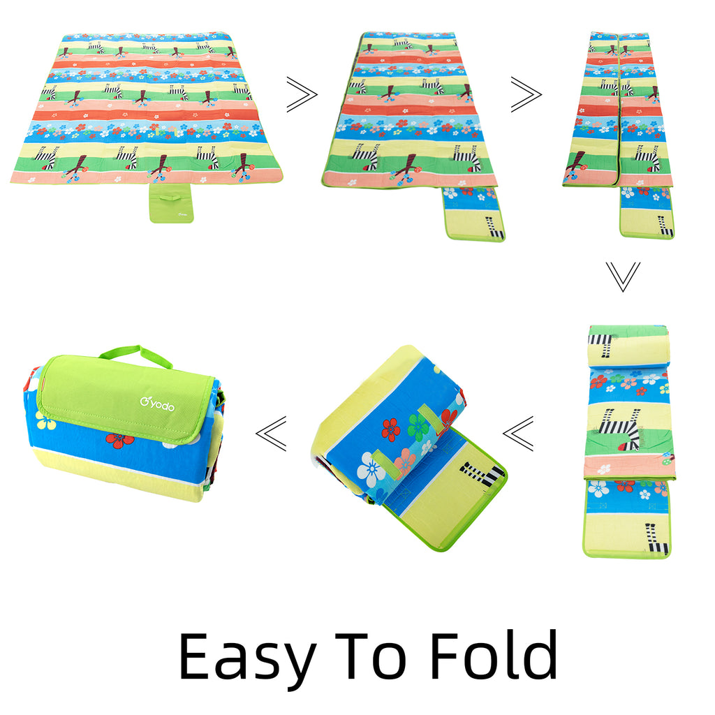 RAY STAR 79''X79'' Blossom Picnic Blanket Sandproof Waterproof Large Mat for Beach, Travel, Camping Machine Washable, Foldable