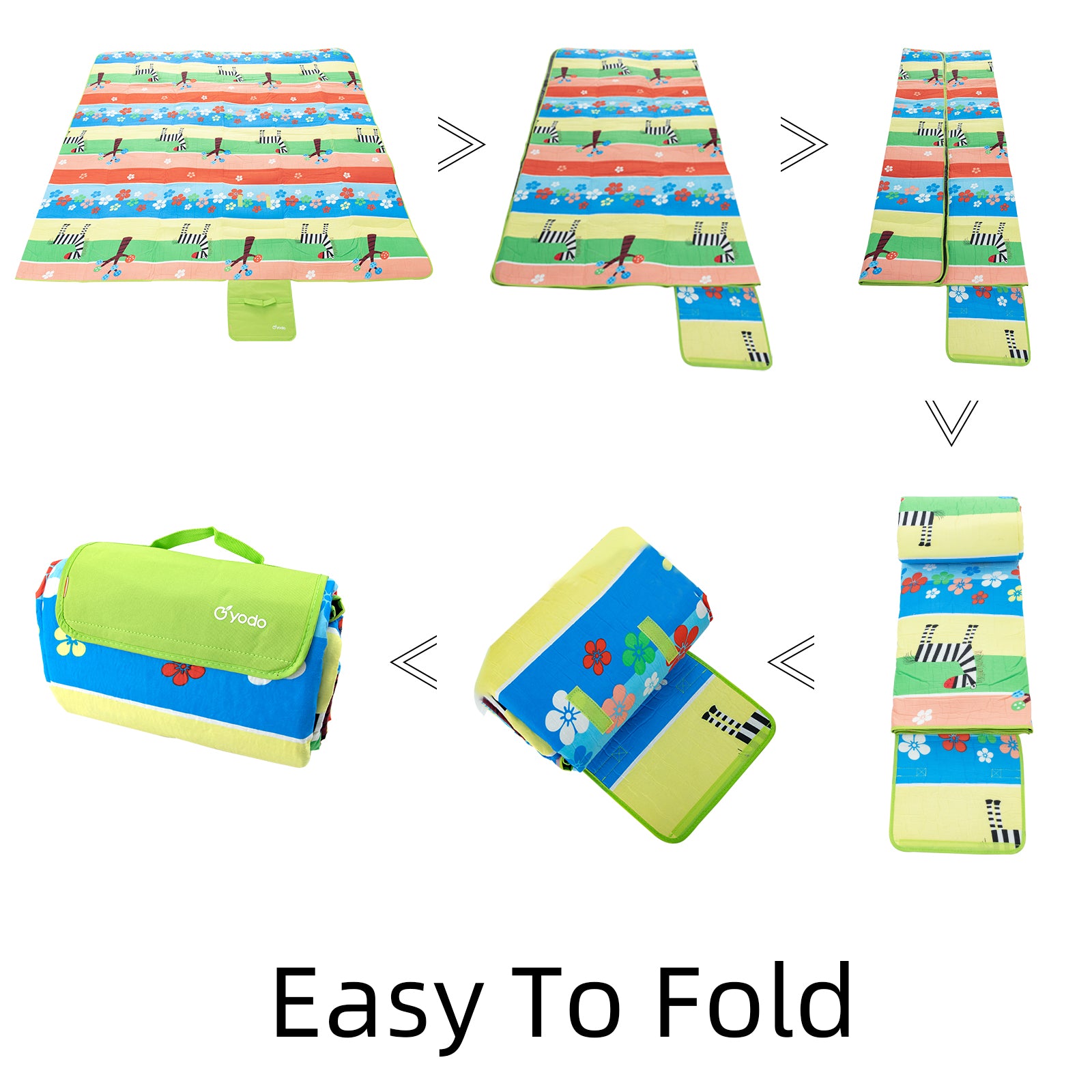 RAY STAR 79''X79'' Blossom Picnic Blanket Sandproof Waterproof Large Mat for Beach, Travel, Camping Machine Washable, Foldable