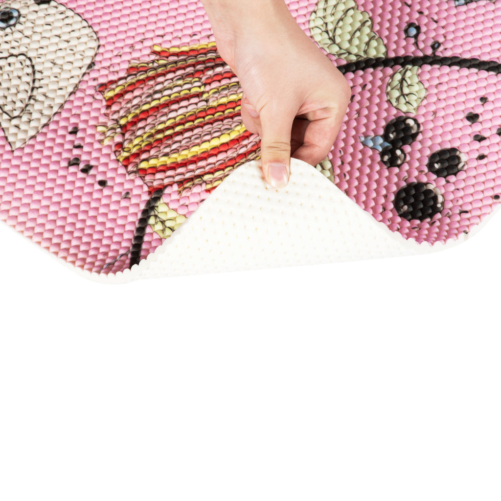 RAY STAR Pink Bird & Forest Design Non-slip Vinyl Rugs High Density Cushion Extra Comfort