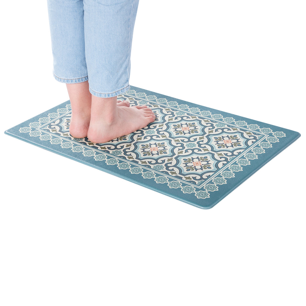 Vinyl Foam Kitchen Mat with Sophisticated Carpet Design Green