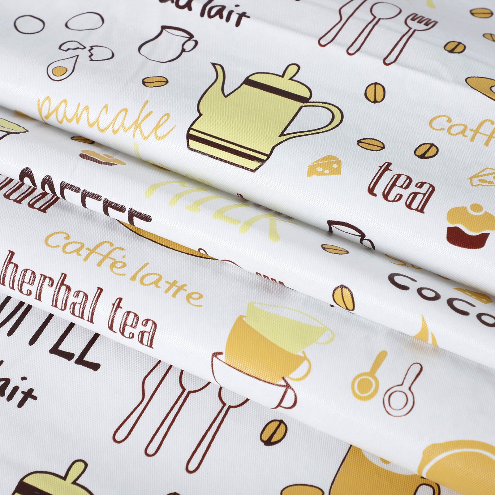 RAY STAR Coffee-Themed Teapot Design Vinyl Tablecloth With Flannel Backing Round and Rectangle