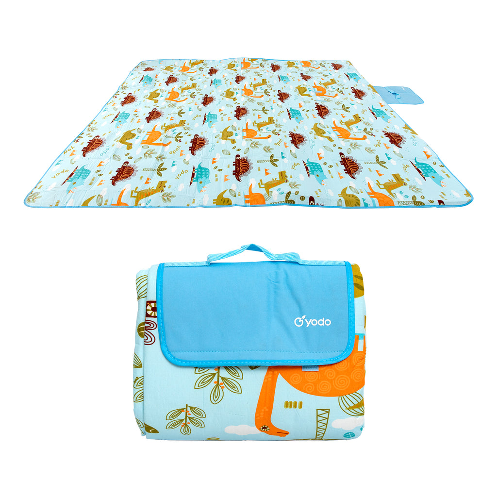 RAY STAR 79''X79'' Dinosaur Picnic Blanket Sandproof Waterproof Large Mat for Beach, Travel, Camping Machine Washable, Foldable