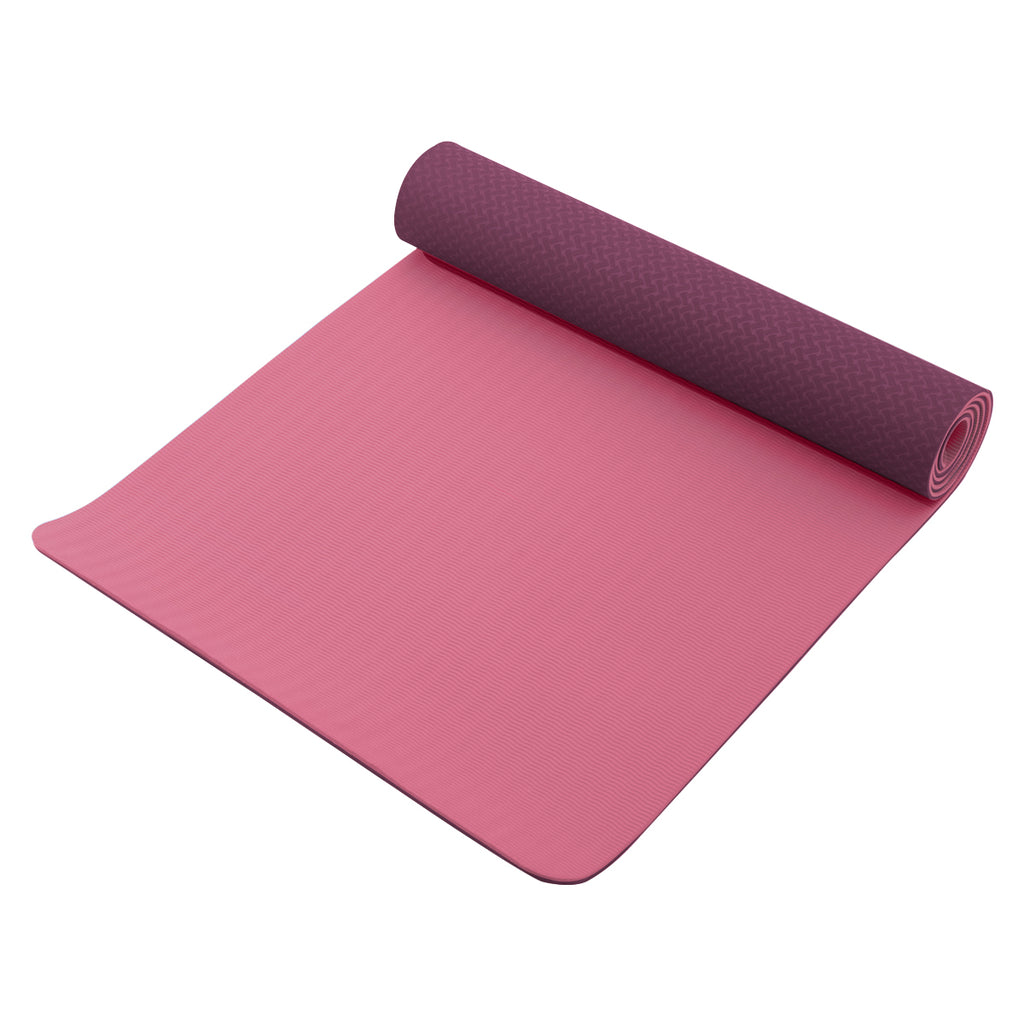 RAY STAR 6mm Double Layer Pink TPE Yoga Mat for Premium Pilates Fitness Exercise Mat High Density Anti-Tear Sweat-Proof