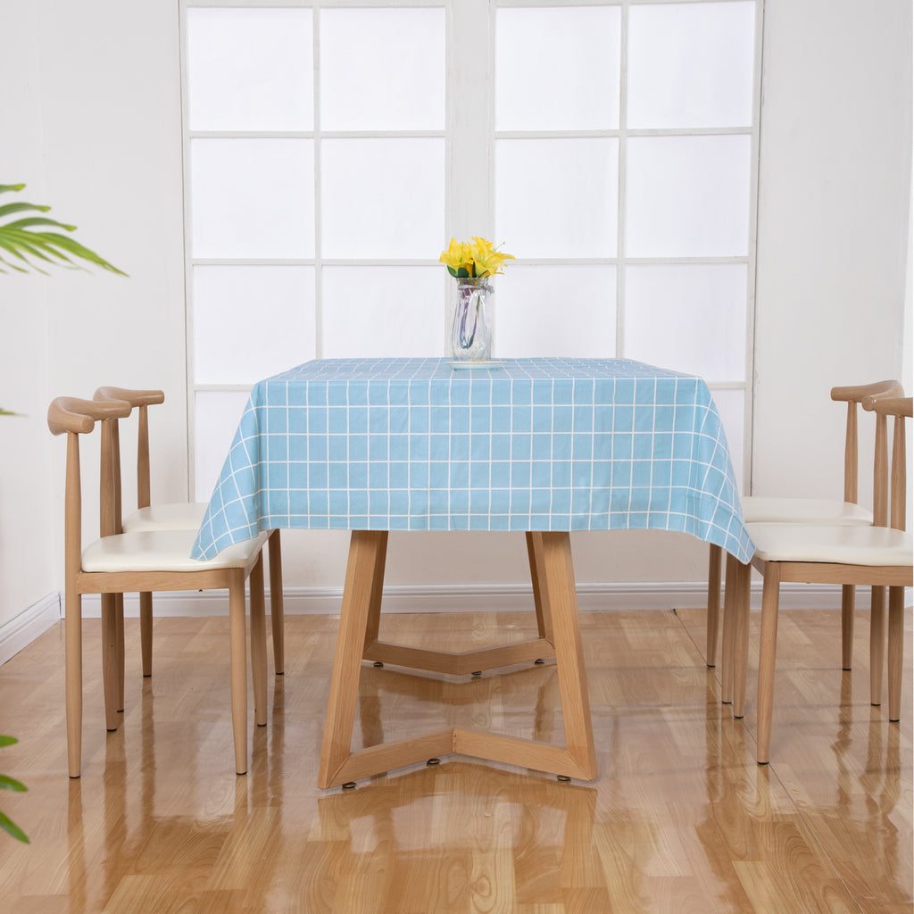 RAY STAR Vinyl Blue Checker Tablecloth With Flannel Backing Round and Rectangle