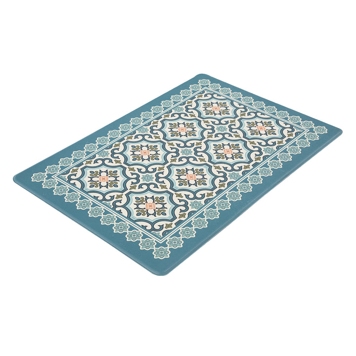 Vinyl Foam Kitchen Mat with Sophisticated Carpet Design Green