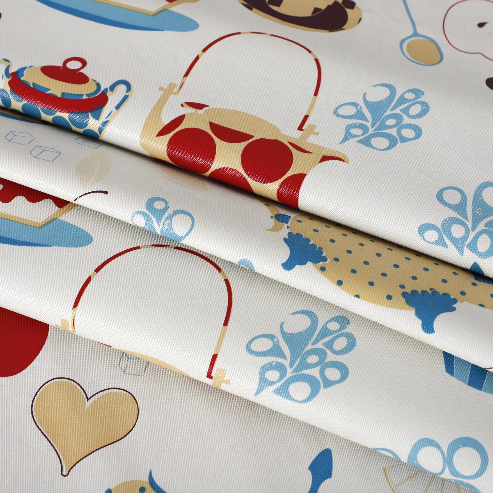 RAY STAR Cartoon Teapot Design Vinyl Tablecloth – Waterproof & Stain Resistant with Flannel Backing