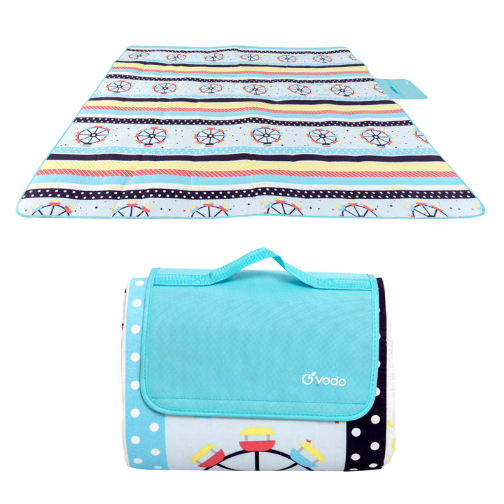 RAY STAR 79''X79'' Ferris Wheel Picnic Blanket Sandproof Waterproof Large Mat for Beach, Travel, Camping Machine Washable, Foldable
