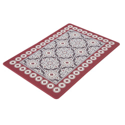 Vinyl Foam Kitchen Mat with Sophisticated Carpet Design Red