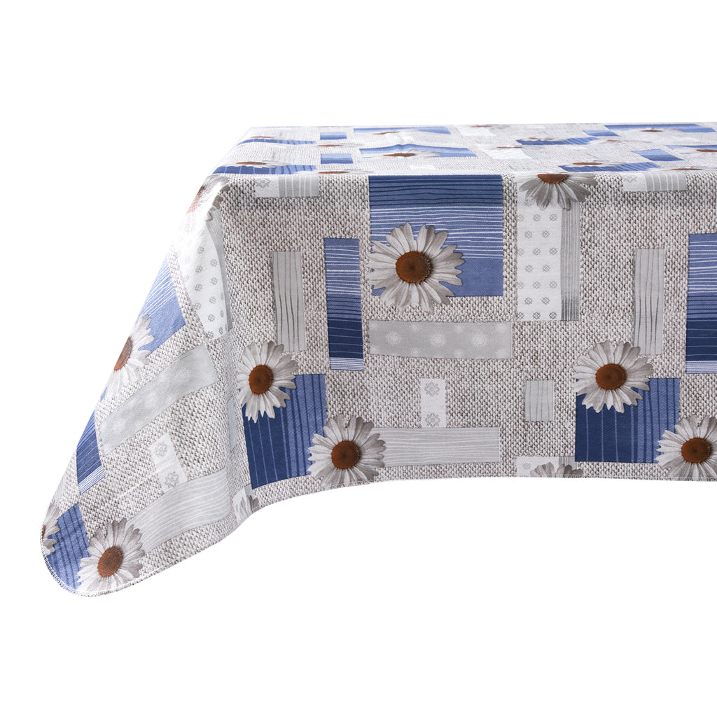 RAY STAR White Lily Design Vinyl Tablecloth With Flannel Backing Round and Rectangle
