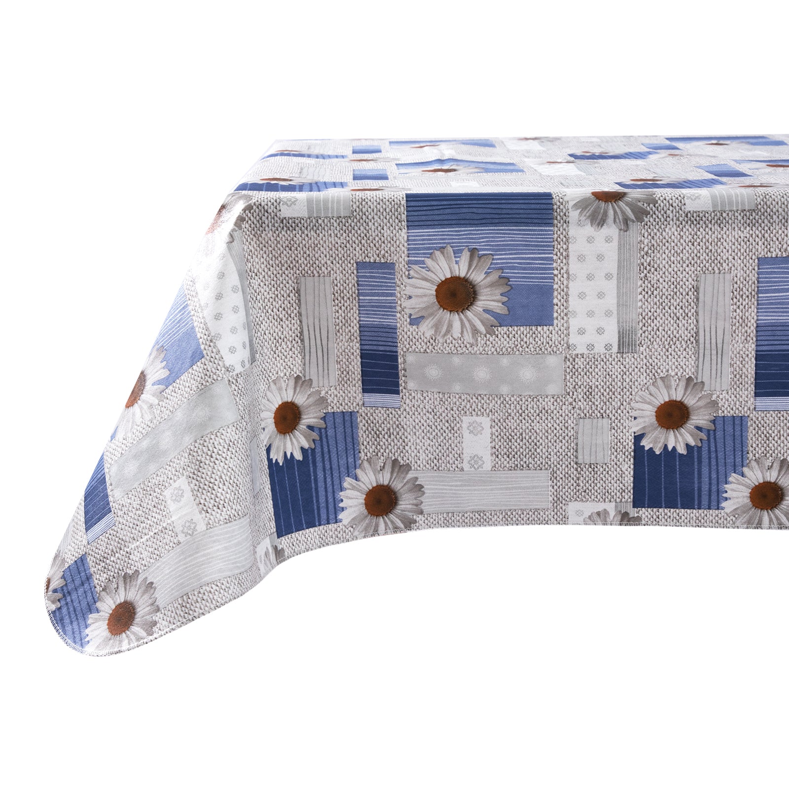 RAY STAR White Lily Design Vinyl Tablecloth With Flannel Backing Round and Rectangle