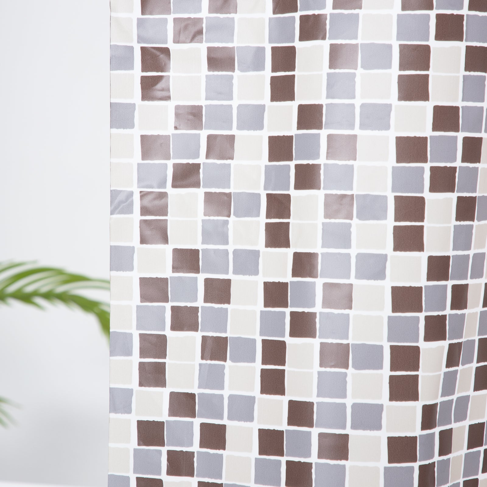 RAY STAR 70''X72'' PEVA Shower Curtain Liner 12 Hooks Heavy Duty Odorless Mosaic Red Design