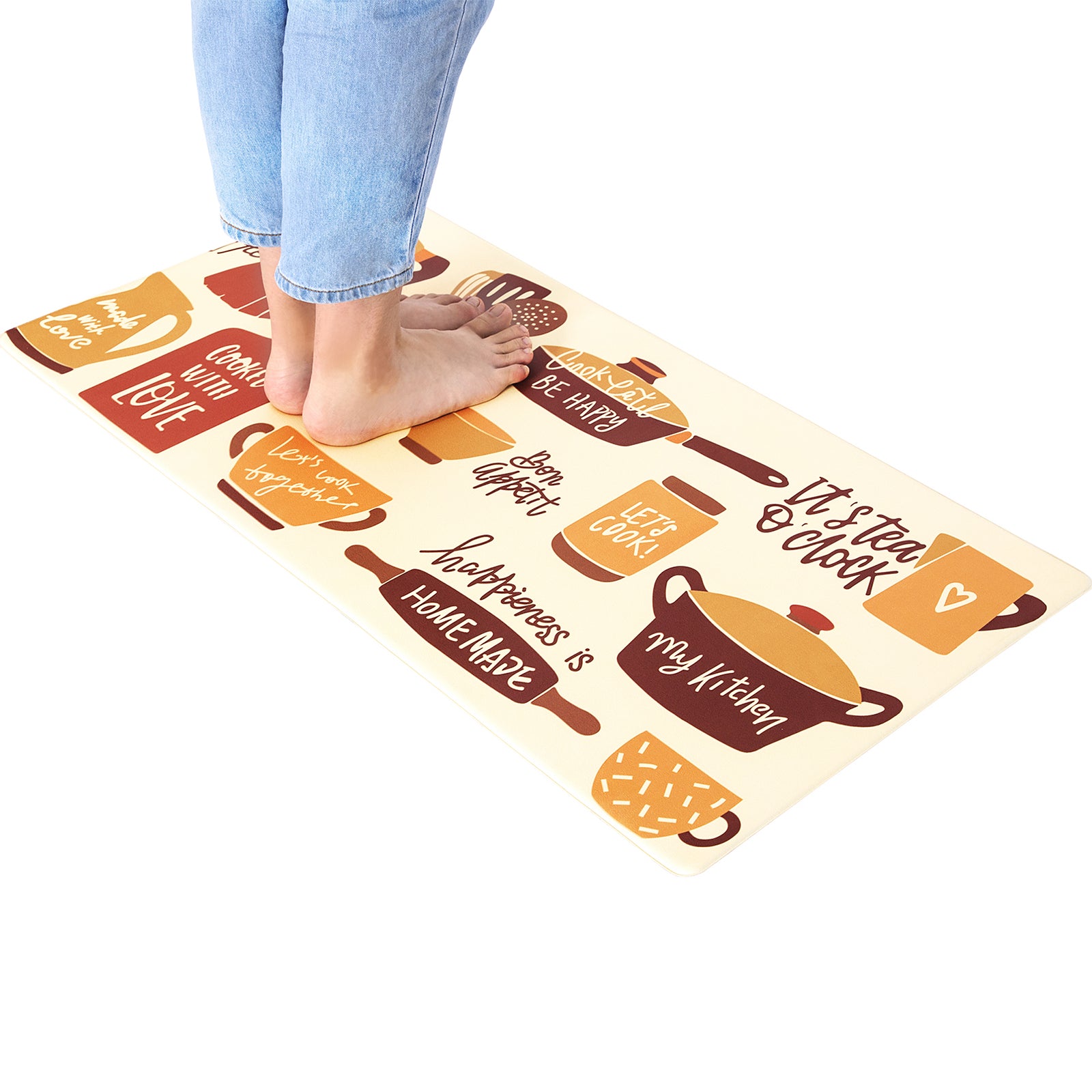 Vinyl Foam Kitchen Mat with Cook Time Lively Kitchenware Design