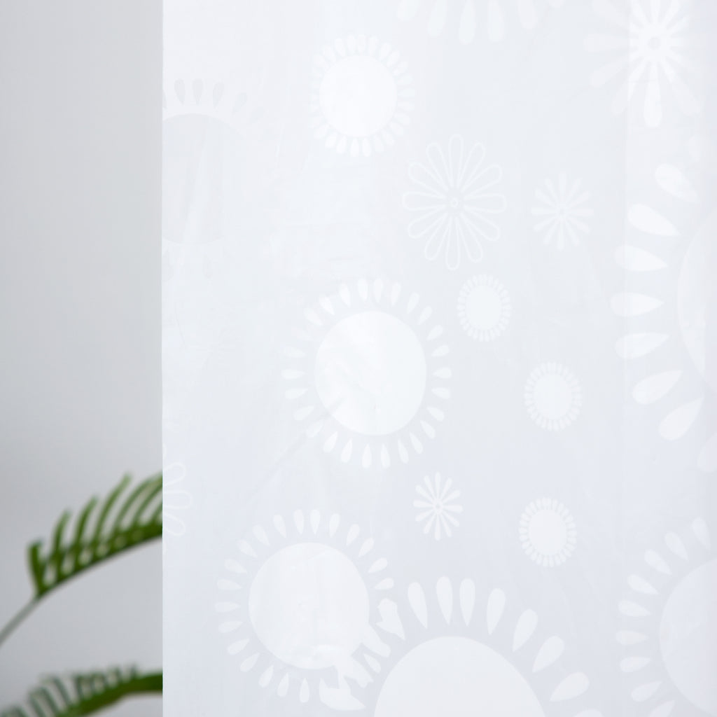RAY STAR 70''X72'' PEVA Shower Curtain Liner 12 Hooks Heavy Duty Odorless Eco-Friendly White Flower