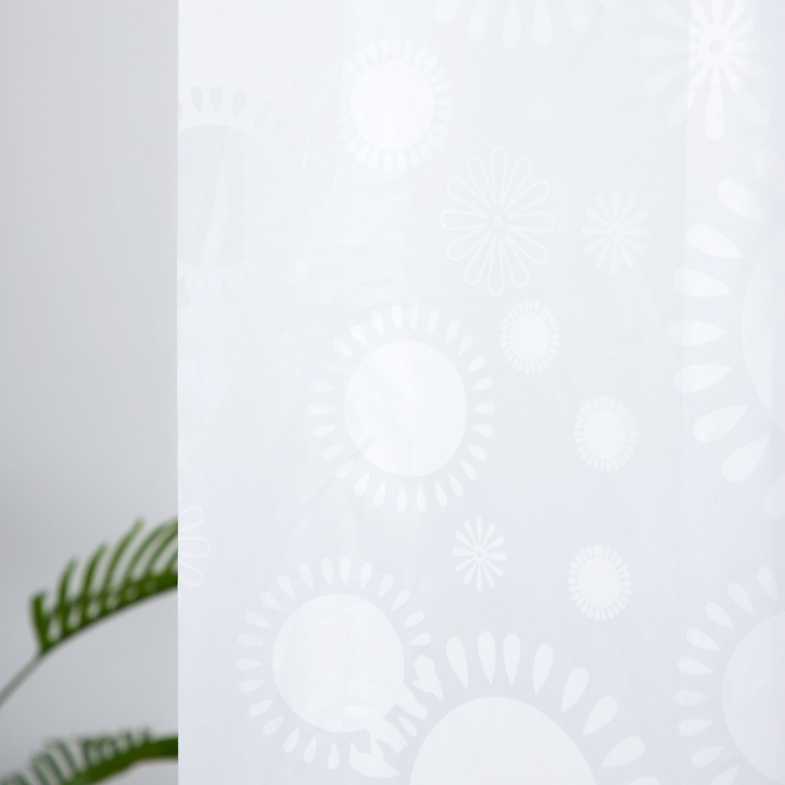 RAY STAR 70''X72'' PEVA Shower Curtain Liner 12 Hooks Heavy Duty Odorless Eco-Friendly White Flower