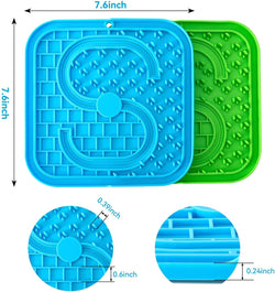 Pet Lick Mat for Dogs with Large Anti-Slip Suction Cups, 2 Pieces Anxiety Relief Lick Pads for Dogs, Food Grade Silicone Slow Feeder,Easy to Clean Dog Licking Mat (Blue and Green)