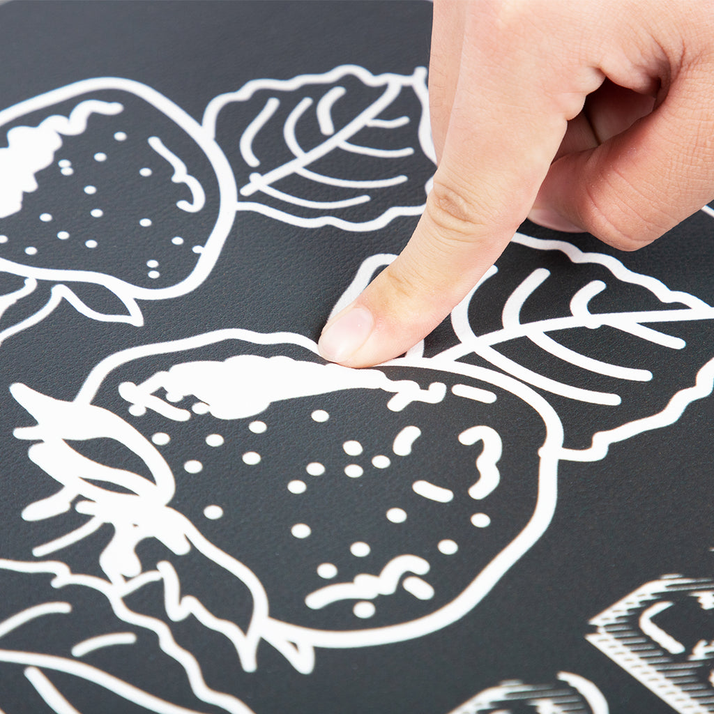 Vinyl Foam Kitchen Mat with Canned Food Black & White Modern Design