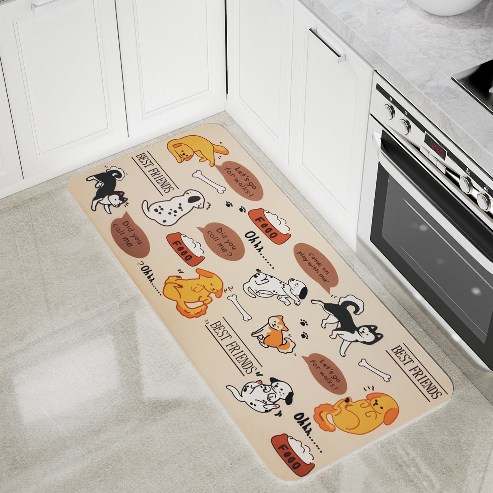 Vinyl Foam Kitchen Mat with Dog & Cat Family Design