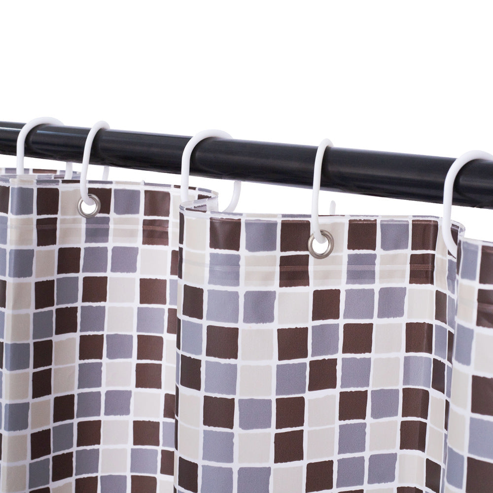RAY STAR 70''X72'' PEVA Shower Curtain Liner 12 Hooks Heavy Duty Odorless Mosaic Red Design