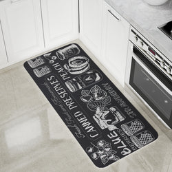 Vinyl Foam Kitchen Mat with Canned Food Black & White Modern Design