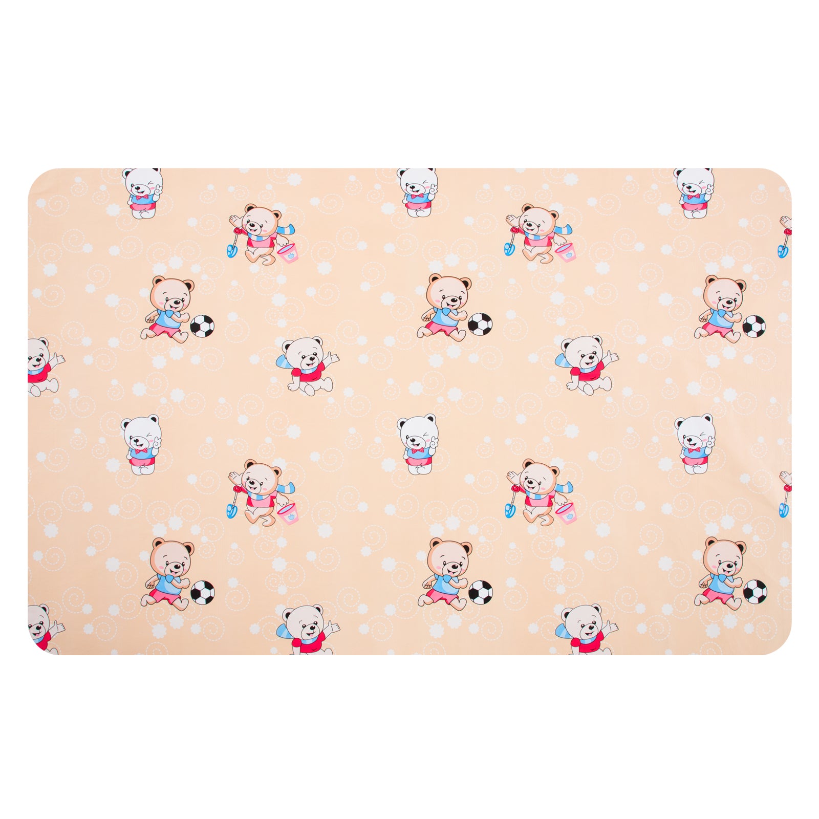 RAY STAR Football Bear Design Vinyl Tablecloth With Flannel Backing Round and Rectangle