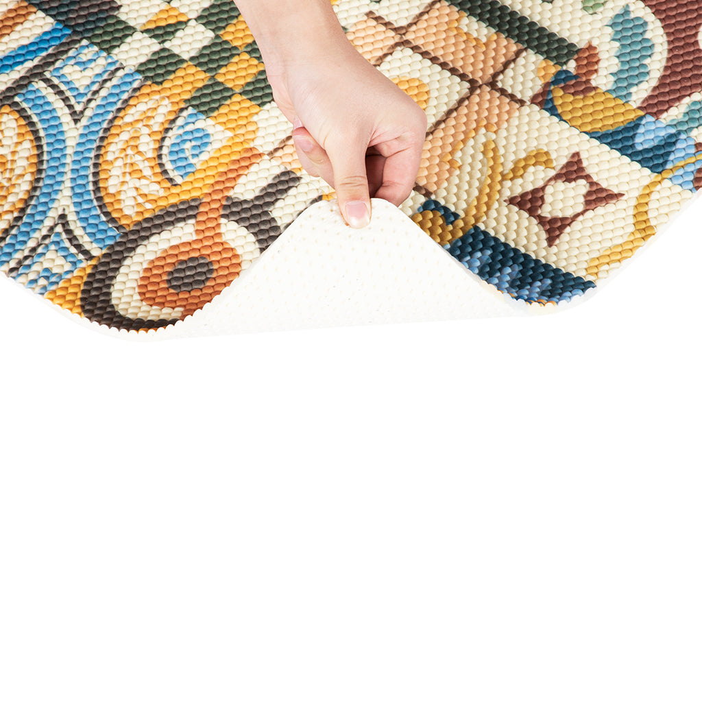 RAY STAR Yellow Mosaic Non-slip Vinyl Rugs High Density Cushion Extra Comfort