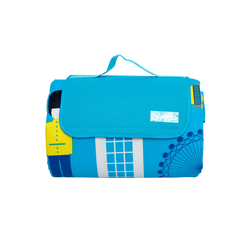 RAY STAR 79''X79'' London City View Picnic Blanket Sandproof Waterproof Large Mat for Beach, Travel, Camping Machine Washable, Foldable