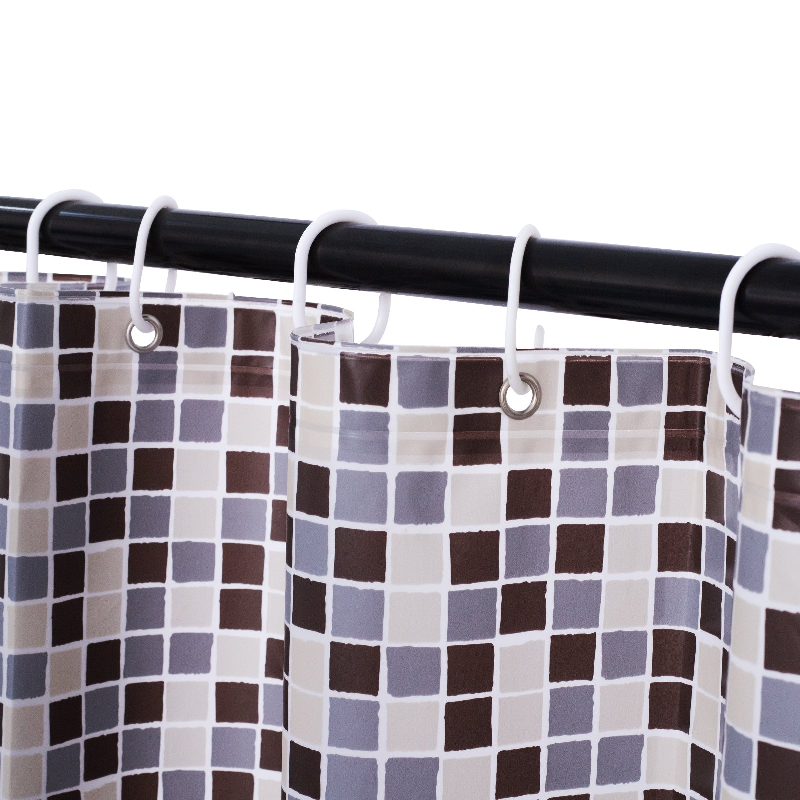 RAY STAR 70''X72'' PEVA Shower Curtain Liner 12 Hooks Heavy Duty Odorless Mosaic Red Design
