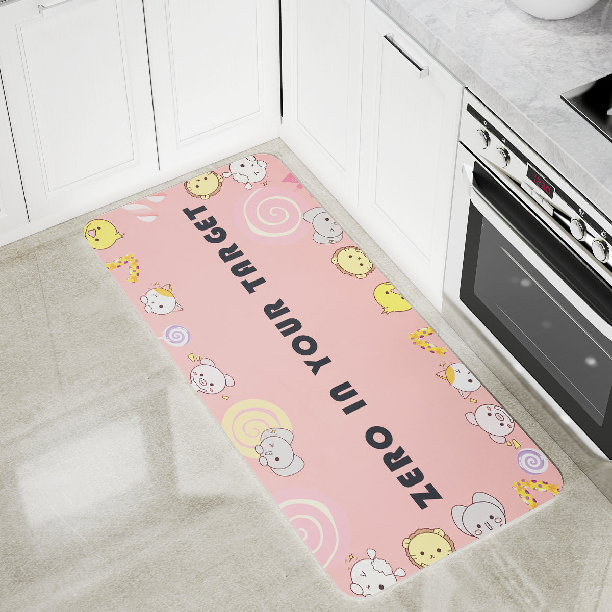 Vinyl Foam Kitchen Mat with pink Design
