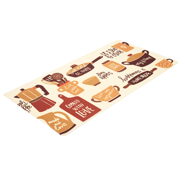 Vinyl Foam Kitchen Mat with Cook Time Lively Kitchenware Design