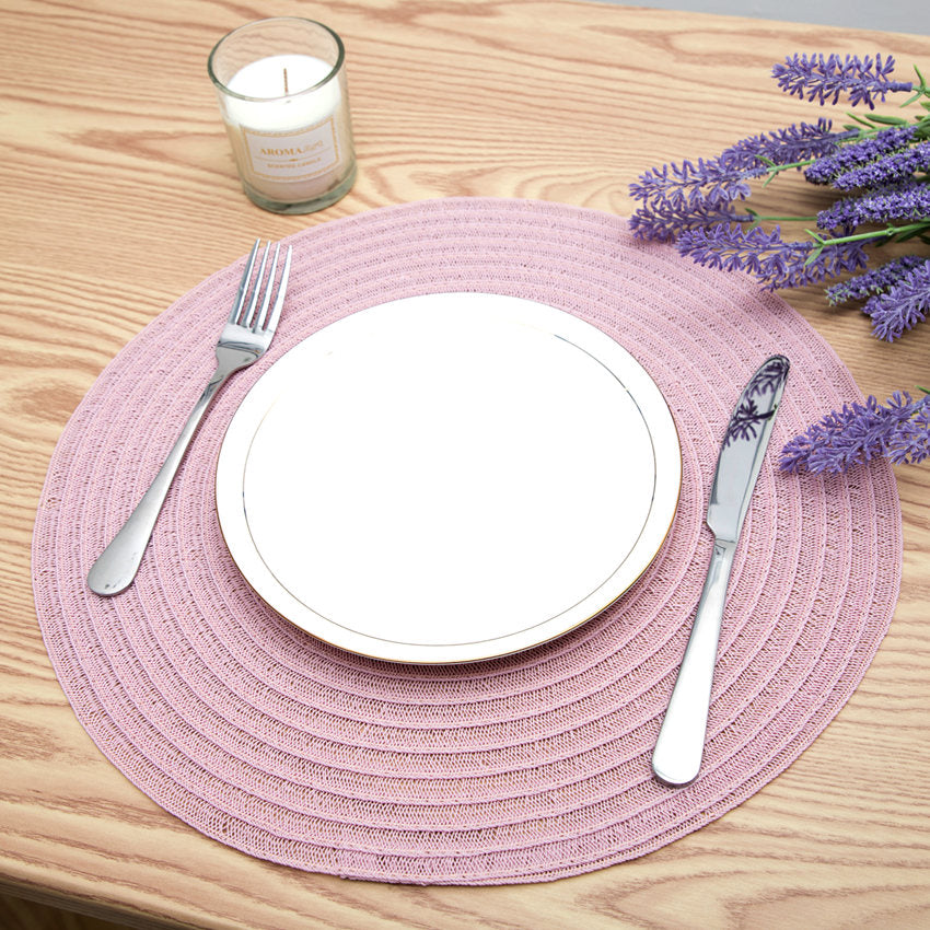 RAY STAR Set of 4 Round Braided Placemat Set Pink